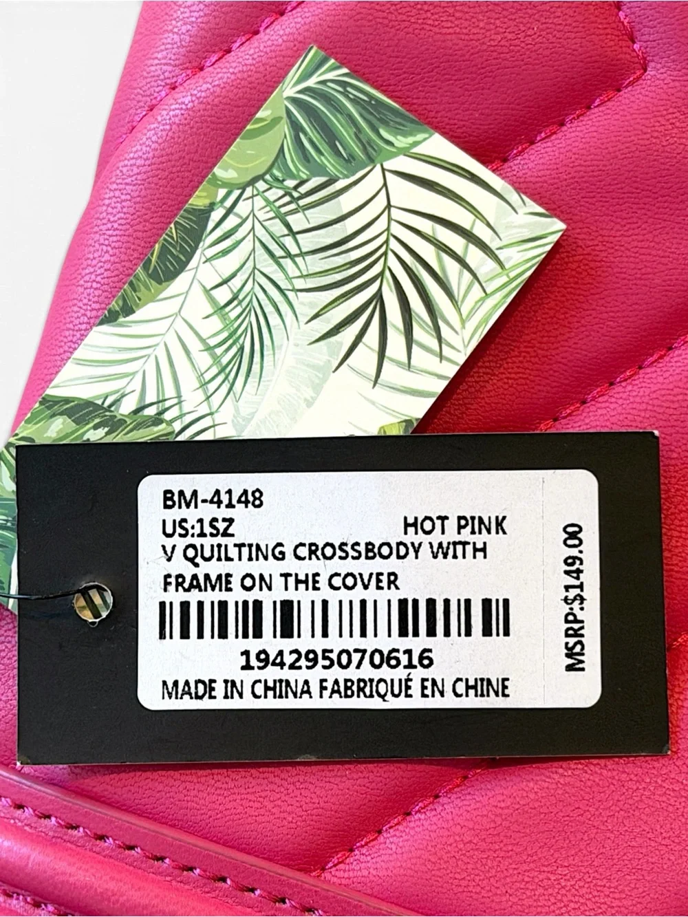 Badgley Mischka Vegan Quilting Cross Body Bag Hot Pink